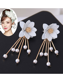 Fashion White Flower Tassel Earrings