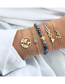 Fashion Gold Lvoe Five-piece Bracelet