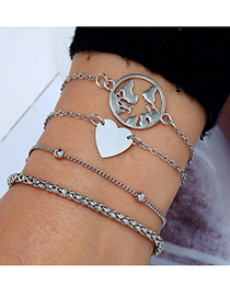 Fashion Silver Bird Love Chain Four-piece Bracelet