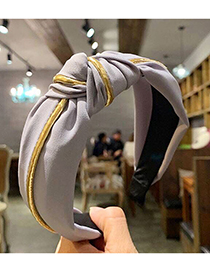 Fashion Gray Gold Strip Cross Wide Headband