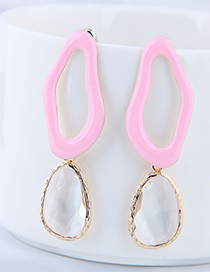 Fashion Pink Metal Geometric Drop Earrings