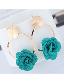 Fashion Blue Metal Fabric Small Flower Earrings
