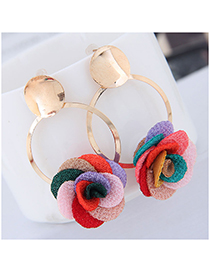 Fashion Multi-color Metal Fabric Small Flower Earrings