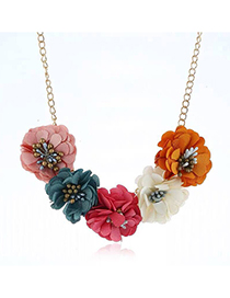 Fashion Multi-color Cloth Flower Necklace