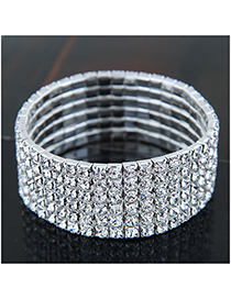 Fashion Silver (six Rows) Metal Diamond Bracelet