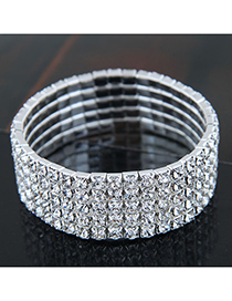 Fashion Silver (five Rows) Metal Diamond Bracelet
