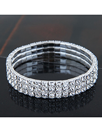 Fashion Silver (three Rows) Metal Diamond Bracelet