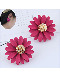 Fashion Rose Red Metal Flower Earrings