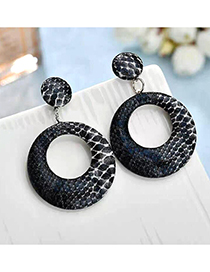 Fashion Black Snakeskin Large Circle Earrings