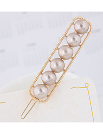 Fashion Champagne Metal Inlaid Pearl Hair Clip