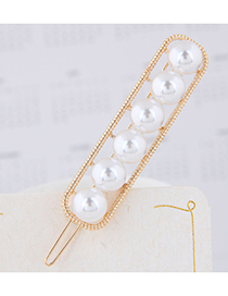 Fashion White Metal Inlaid Pearl Hair Clip