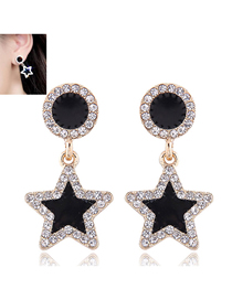 Fashion Gold Pentagram With Stud Earrings