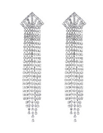 Fashion Silver Metal Crown With Tassel Earrings