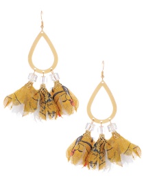 Fashion Yellow Waterdrop Shape Decorated Flower Earrings