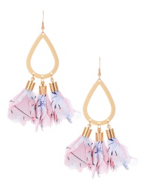 Fashion Pink Waterdrop Shape Decorated Flower Earrings
