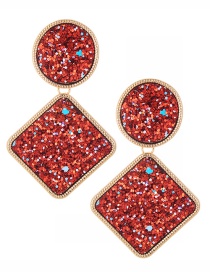 Fashion Red Geometric Shape Decorated Earrings