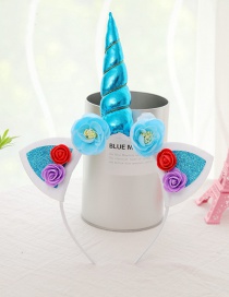 Fashion Blue Flower Shape Decorated Unicorn Hairband