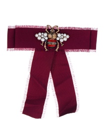 Fashion Claret Red Pure Color Decorated Bowknot Brooch