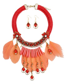 Fashion Red Waterdrop Shape Decorated Necklace