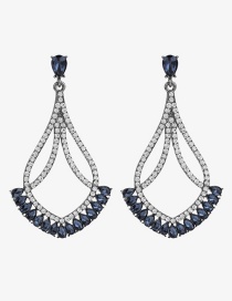 Fashion Blue Full Diamond Decorated Earrings