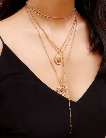 Fashion Gold Color Pure Color Decorated Multi-layer Necklace