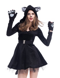 Fashion Black Cat Shape Decorated Cosplay Costume