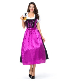 Fashion Purple Pure Color Decorated Cosplay Costume