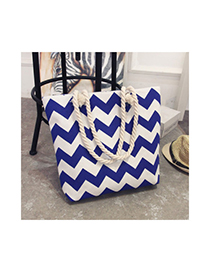 Fashion Blue Sawtooth Pattern Decorated Bag
