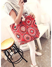 Fashion Red Flower Pattern Decorated Bag