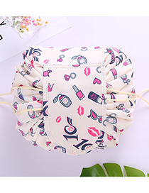 Fashion Beige Lips Pattern Decorated Cosmetic Bag