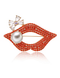 Fashion Red Lips Shape Decorated Brooch