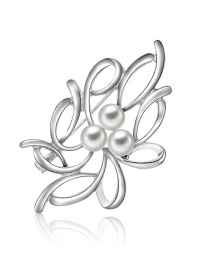 Fashion Silver Color Pure Color Decorated Flower Brooch