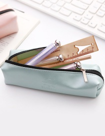 Simple Green Pure Color Decorated Pencil Bag