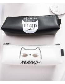 Fashion Black Cat&letter Pattern Decorated Pencil Bag