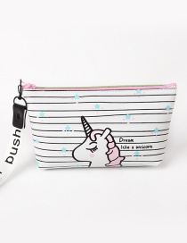 Fashion White Unicorn&stripe Pattern Decorated Storage Bag