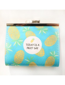 Fashion Yellow+blue Pineapple Pattern Decorated Wallet