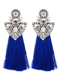 Fashion Sapphire Blue Geometric Shape Decorated Tassel Earrings