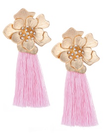 Fashion Pink Flower Shape Tassel Earrings