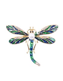Fashion Green Dragonfly Shape Decorated Brooch