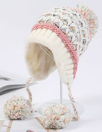 Fashion White Fuzzy Ball Decorated Hat