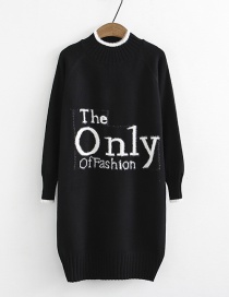Fashion Black Letter Pattern Decorated Sweater Dress