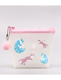 Fashion White+blue Cat Pattern Decorated Coin Purse