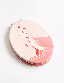 Fashion Pink Oval Shape Decorated Folding Mirror