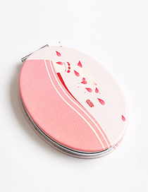 Fashion Beige+pink Oval Shape Decorated Folding Mirror