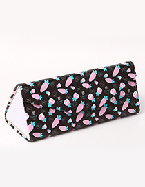 Fashion Black+pink Carrot Pattern Decorated Glasses Case