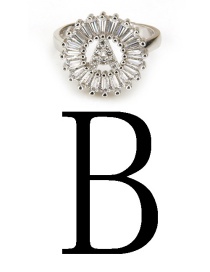 Fashion Silver Color Letter B Shape Decorated Ring