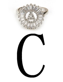 Fashion Silver Color Letter C Shape Decorated Ring