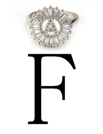 Fashion Silver Color Letter F Shape Decorated Ring