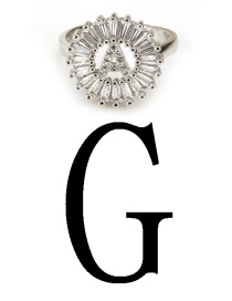 Fashion Silver Color Letter G Shape Decorated Ring