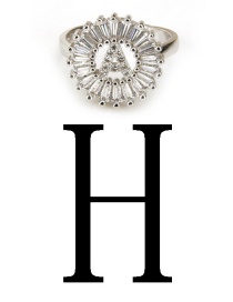Fashion Silver Color Letter H Shape Decorated Ring